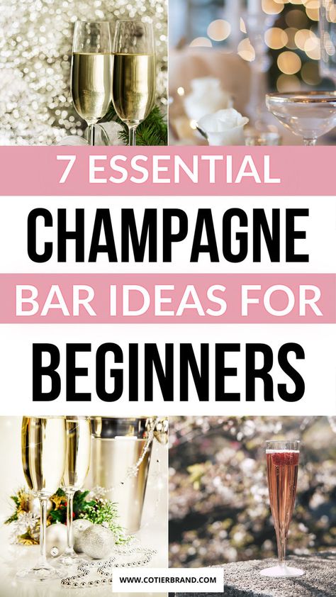 Create a luxurious champagne bar without breaking the bank. Clever tips and tricks for a high-end look on a budget. Cocktail Station Party, Champagne Bar Ideas, Bar Ice Bucket, Hosting Hacks, Cocktail Station, Best Champagne, Stemless Champagne Flutes, Mimosa Bar Sign, Pop Fizz Clink