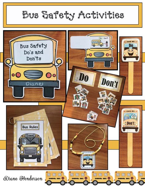 Bus Safety Activities Safety Town Activities, Bus Safety Kindergarten, Bus Safety For Preschoolers, School Bus Safety Week Ideas, Bus Safety Activities, Bus Activities, Kindergarten Enrichment, Safety Town, Transport Activities