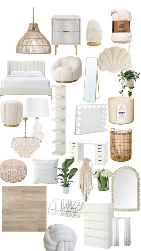 Simple White Bedroom Aesthetic, Clean Girl Home Aesthetic, White Retro Bedroom, Kmart Room Decor Bedroom, Relaxing Room Aesthetic, Things To Add To Your Room To Make It Cozy, Room Ideas Aesthetic Coastal, Vanilla Dorm Room Aesthetic, Room Decor Bedroom Pink And White