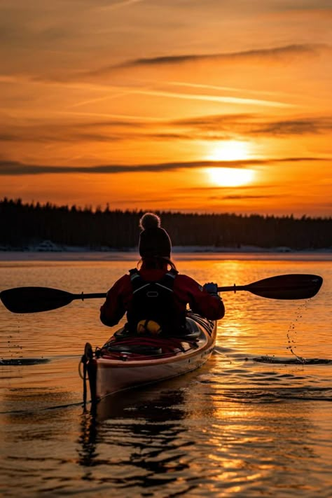 Winter kayak aesthetic #kayaking #kayaker Kyacking Pictures Aesthetic, Aesthetic Kayaking, Canoeing Aesthetic, Woman Kayaking, Kayak Aesthetic, Goal 2025, Kayaking Aesthetic, Kayak Pictures, Live To The Fullest