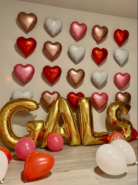 Valentines Day Decorations Girls Night, Happy Galentine’s Day Ideas, Valentines Tea Party Decorations, Happy Galentine’s Day Decor, Galentines Aesthetic Pink, Galentines Party Decor Balloons, Galentines Party Checklist, Valentines Party Photo Backdrop, Valentines Party Backdrop