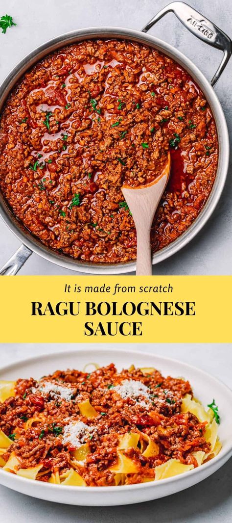 Bolognese Sauce With Jar Sauce, Bolognese With Jar Sauce, Ground Beef Ragu Recipe, Minced Pork Pasta, Pasta Sauce With Ground Beef, Pork Pasta Sauce, Red Sauce Pasta Recipes Ground Beef, Meatball Bolognese, Ground Beef Ragu