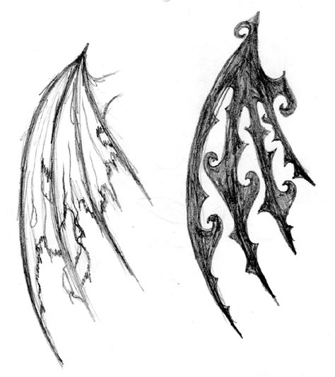 Different Types Of Wings, Types Of Wings, Fleurs Art Nouveau, Wings Sketch, Demon Wings, Kunst Tattoos, Wing Tattoo Designs, Wings Drawing, Angel Wings Tattoo