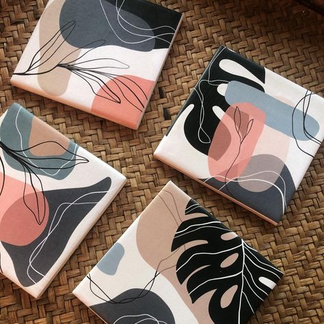 The Best Coasters for Any Decor Style | Epicurious Diy Decor Paintings, Canvas Coasters, Projects To Try Creative Ideas, Small Canvas Abstract Art, Paint Painting, Paintings Ideas For Room, Decor Painting Ideas, Wall Of Canvas Paintings, Room Art Painting