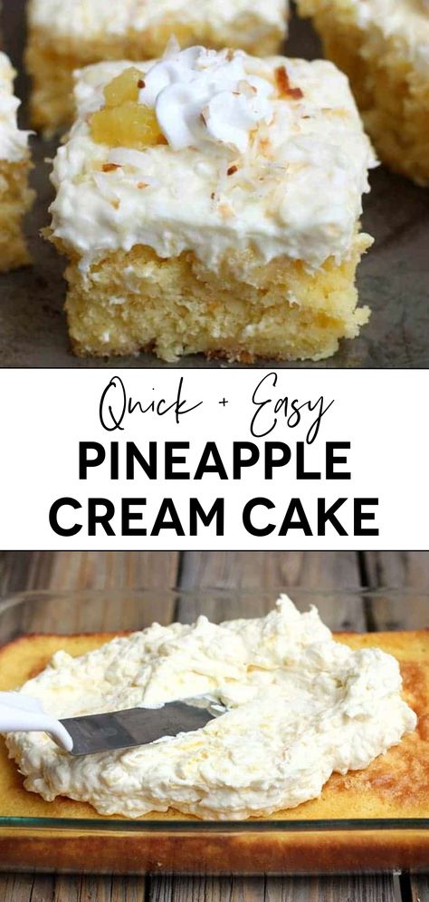 Homemade Pineapple Cream Cake – a delightful Easter dessert Pineapple Cream Cake, Pineapple Dessert Easy, Pineapple Desserts, Summer Cake, Pineapple Recipes, Spring Cake, Pineapple Cake, Cake Mix Recipes, Easter Dessert