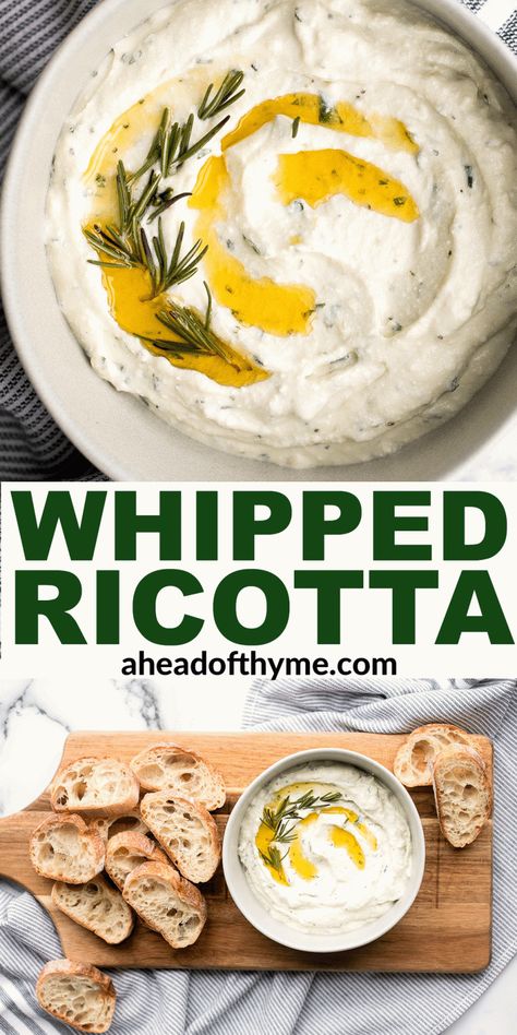 Oil Bread Dip Recipe, Whipped Ricotta Dip, Olive Oil Bread Dip, Oil Bread Dip, Garlic And Honey, Arugula Pasta, Ricotta Dip, Olive Oil Bread, Whipped Ricotta