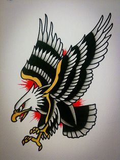 Sailor Jerry eagle tattoos, traditional eagle | Traditional ... Traditional Eagle Tattoo, Traditional Eagle, Rabe Tattoo, Tato Tradisional, Sailor Jerry Tattoos, Tattoos Traditional, Kunst Tattoos, American Traditional Tattoos, Traditional Tattoo Sleeve