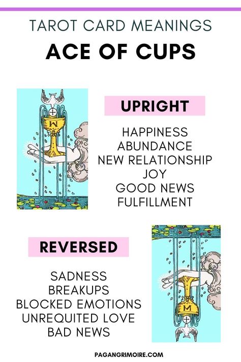 Ace Of Cups Reversed Meaning, Ace Of Cups Tarot Meaning, Tarot Reference, Ace Of Cups Tarot Card, Pagan Grimoire, Tarot Notes, Ace Of Cups Tarot, Astrology Explained, The Ace Of Cups