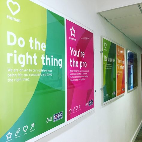 How to refresh a company's values - All Things IC Office Wall Poster Design, Core Values Wall Art, Office Values Wall, Core Values Design, Office Poster Design, Core Values Poster, Values Poster, Branding Poster Design, Office Posters