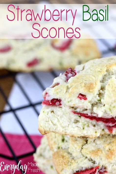 Basil Scones, Basil Strawberry, Strawberry Scones, Vegan Scones, Chicory Recipe, Strawberry Basil, Scone Recipes, Savory Scones, Pumpkin Scones