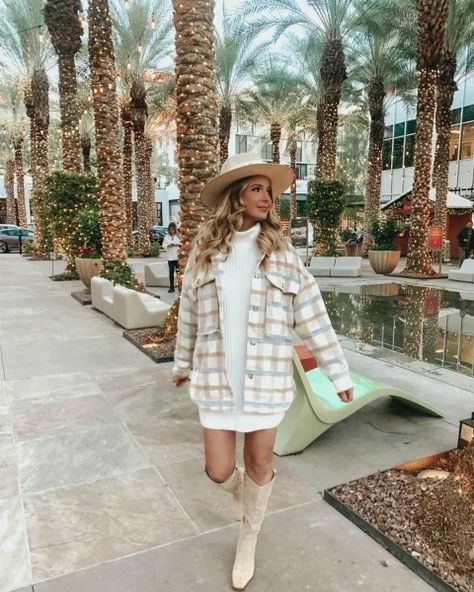 Dress With Over The Knee Boots, Holiday Party Outfit Ideas, Xmas Party Outfits, Western Boots Outfit, Cowgirl Boots Outfit, Party Outfit Ideas, Winter Boots Outfits, White Sweater Dress, Fall Sweater Dress