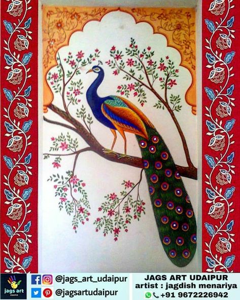 Peacock Wall Painting, Truck Art Pakistan, Bird Silhouette Art, Hall Painting, Rajasthani Painting, Mural Art Design, Rajasthani Art, Gold Art Painting, Peacock Wall Art