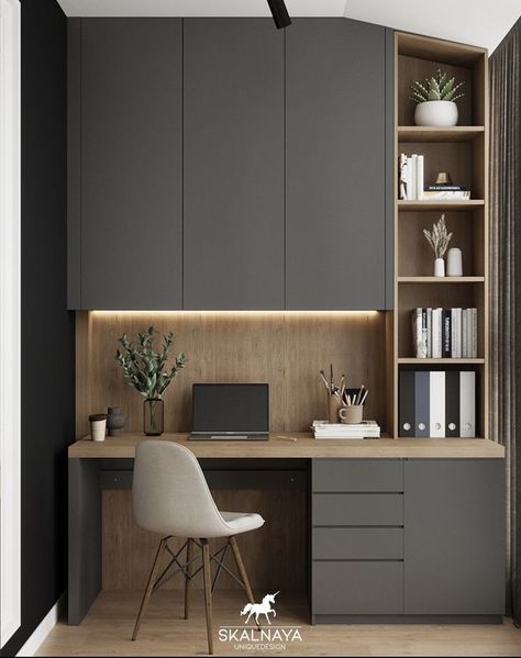 Grey Office Ideas, Home Office Furniture Design, Home Study Rooms, Modern Home Offices, Study Room Design, Corner Computer Desk, Small Home Offices, Office Furniture Design, Home Study