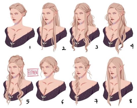 Fantasy Hairstyle, Hairstyle Generator, Elf Hair, Hair Sketch, Fantasy Hair, Hair Reference, High Fantasy, Arte Fantasy, Moda Vintage