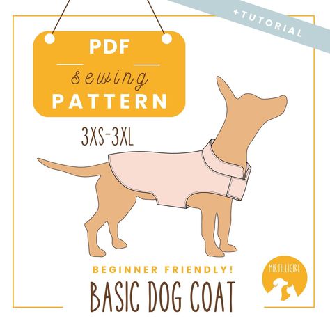 Dog coat pattern, pdf sewing a dog jacket, 3xl to 3xl, download US letter and a4 pattern Dog Costume Sewing Pattern, Dog Jacket Pattern Free, Dog Coat Sewing Pattern, Dog Vest Pattern, Dog Jacket Patterns, Coat Sewing Pattern, Dog Coat Pattern, Basic Coat, Coat Sewing