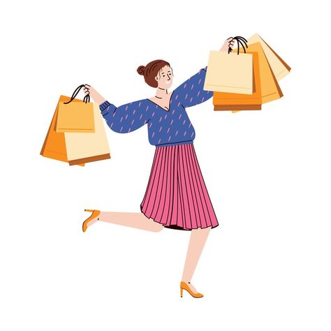 Vector illustration isolated on white ba... | Premium Vector #Freepik #vector #sale #woman #cartoon #shopping Woman Shopping Illustration, Shopping Animation, Sales Logo, Ig Background, Shopping Cartoon, Cartoon Shopping, Shopping Illustration, Sale Illustration, Class Presentation