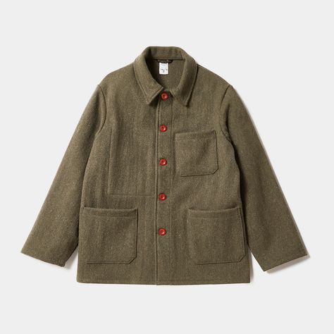 Jackets – Wood & Meadow Wool Work, Work Jacket, Chore Jacket, Work Jackets, Moleskine, Wool Fabric, Khaki Green, Wool Jacket, Made In France