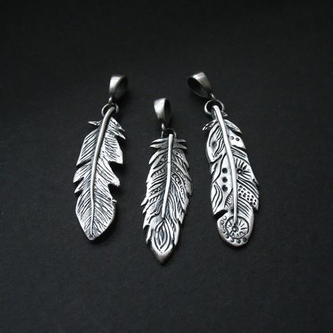 Feathers Collection | silver follow me on FB www.facebook.co… | Flickr Class Inspiration, Silver Metal Clay, Silver Casting, Silver Clay, Feather Ring, Native Jewelry, Feather Pendant, Silver Feather, Art Clay