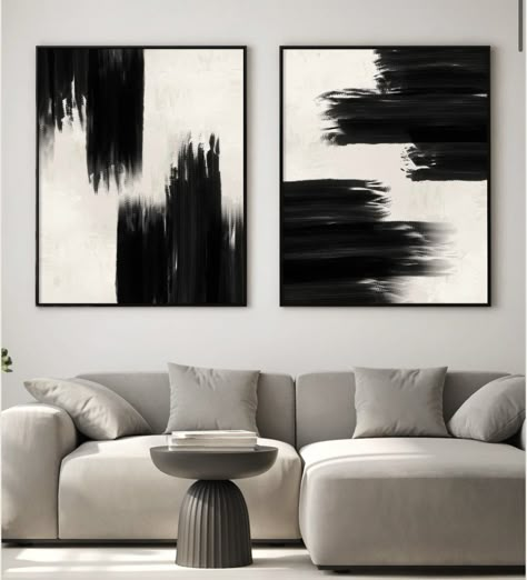 Black Living Room Decor, Black And White Living Room, Simple Wall Art, Black Living Room, Christmas Decorations Living Room, Black Wall Art, Black And White Painting, Scandinavian Living, Black And White Wall Art