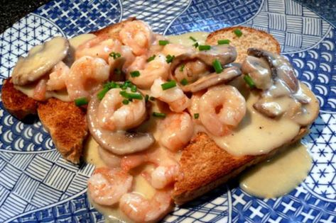 Shrimp Newburg Recipe - Food.com Shrimp Newburg, Toast Points, Fish Pie Recipe, Cabbage Casserole Recipes, Portabella Mushrooms, Shrimp Soup, Cabbage Casserole, Prawn Shrimp, Fish Pie