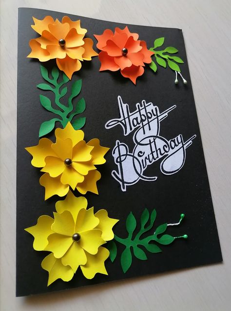 Paper flower card File Decorate Ideas, Santa Kids Crafts, Paper Flower Card, Folder Decorado, Attendance Register, School Display, Flower Crafts Kids, Paper Flowers Diy Easy, Card For Birthday