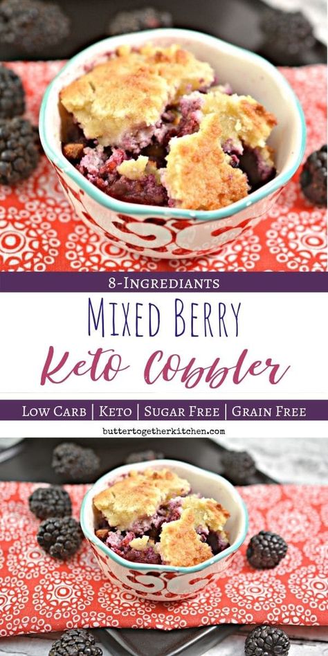 Keto Cobbler, Berry Butter, Keto Food Ideas, Berry Cobbler, Postre Keto, Keto Baking, Desserts Keto, Tasty Dessert, Keto Brownies