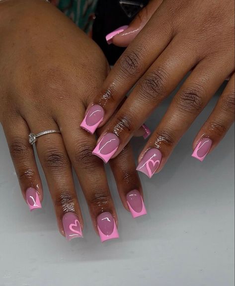 Short Pink Nails, Girly Acrylic, Acrylic Toe Nails, Colored Acrylic Nails, Girly Acrylic Nails, French Tip Acrylic Nails, French Acrylic Nails, Short Square Acrylic Nails, Acrylic Nails Coffin Pink