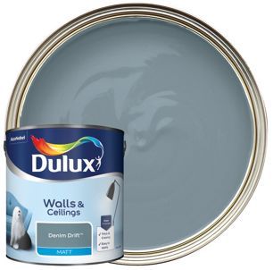 Dulux Matt Emulsion Paint - Denim Drift 2.5L | Wickes.co.uk Dulux Denim Drift, Dulux Blue, Kitchen Matt, Chic Shadow, Denim Drift, Dulux Paint, Polished Pebble, Diy And Home Improvement, Painted Denim