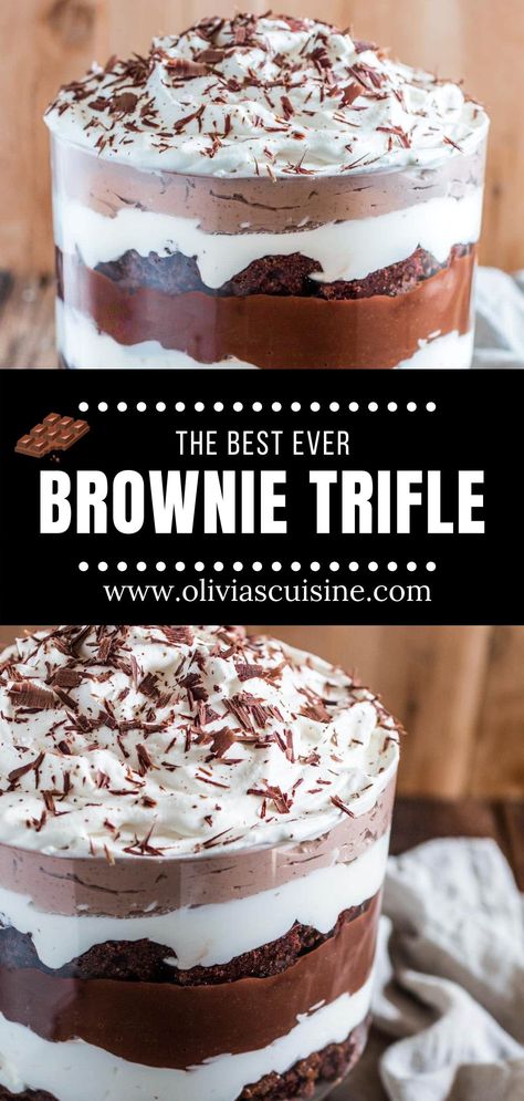 Brownie Trifle Recipe, Trifle Bowl Recipes, Trifle Cake, Chocolate Pudding Desserts, Trifle Dessert Recipes, Brownie Trifle, Dessert Truffles, Trifle Recipes, Chocolate Trifle