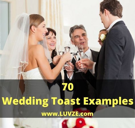 70 Wedding Toast Examples: Funny, Sweet & Religious Wedding ToastsFacebookGoogle+PinterestTwitter Wedding Toast Examples, Wedding Toast Ideas, Wedding Toast Quotes, Toast Quotes, Mother Of Groom Speech, Wedding Toast Speech, Groom Speech Examples, Toast Speech, Moh Speech