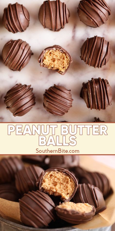 This recipe for easy Peanut Butter Balls are the perfect addition to your holiday candy making! They're just like buckeyes except we coat the entire ball in chocolate. Easy Peanut Butter Balls, Peanut Butter Chocolate Balls, Peanut Butter Balls Easy, Crunchy Rice, Chocolate Peanut Butter Balls, Butter Desserts, Peanut Butter Balls Recipe, Butter Balls, Truffle Butter