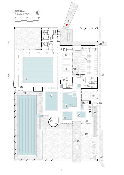 Aquatic Centre Louviers / DRD Architecture Pool Floor Plan, Pool Design Plans, Swimming Pool Plan, Gym Architecture, Pool Architecture, Villa Architecture, Aquatic Center, Stadium Architecture, Swimming Pool Architecture