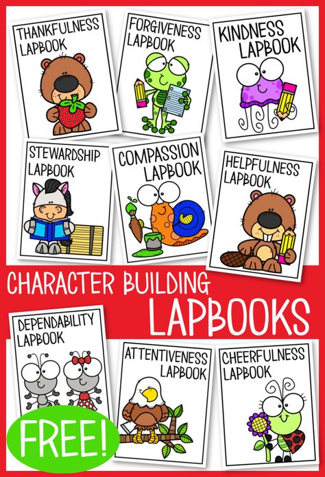 Character Building Lapbooks Character Development Activities, Teaching Character Development, Free Sunday School Printables, N Activities, Homeschool Themes, Character Building Activities, Sunday School Printables, Bible Character Study, Montessori Shelves