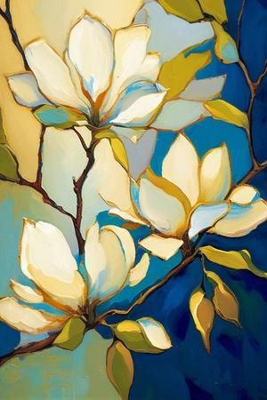 Avril Anouilh Wall Art: Prints, Paintings & Posters | Art.com Branch Art, Beautiful Oil Paintings, White Magnolia, Action Painting, Art Print Display, Flower Art Painting, Botanical Art, Floral Painting, Abstract Art Painting