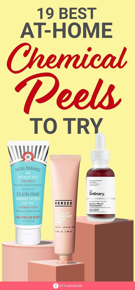 10 Best At-Home Chemical Peels: Compared to professional peeling, at-home chemical peels are mild and easy to use. If you are contemplating diving into the world of at-home chemical peels, here are the 19 best products to begin with. #ChemicalPeels #Beauty #BeautyHacks Chemical Peel Facial, At Home Face Peel, Face Peeling Diy, Facial Peels At Home, Face Peel Chemical, Chemical Peel Before And After, Diy Facial Peel, Peels For Face, Diy Chemical Peel