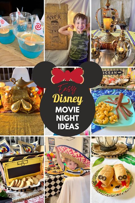 Dinner Ideas With Kids, Dinner And Movie Night Ideas, Dinner And Movie Theme Night, Movie Night Dinner Ideas, Disney Dinner And Movie Night, Disney Movie Night Ideas, Theme Night Ideas, Movie Theme Night, Disney Movie Themed Dinner