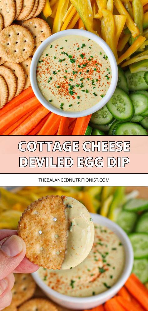 This cottage cheese deviled egg dip is a fantastic recipe for anyone following a keto diet or seeking high protein, healthy appetizers. It mixes hard boiled eggs and mustard for a rich, creamy texture. This easy to make deviled egg dip has been hailed as one of the best on TikTok. Deviled Egg Dip Cottage Cheese, Cottage Cheese Deviled Egg Dip, Cottage Cheese Mustard Dip, Bariatric Dip Recipes, Deviled Egg Dip Recipe, Cottage Cheese And Mustard Diet, Quick Snacks To Make, High Protein Dip, Deviled Egg Dip