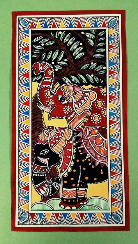 Madhubani Paintings Traditional Krishna, Ganesha Madhubani Painting, Madhubani Drawing Indian Paintings, Madhubani Paintings Ideas Design, Madhubani Paintings Traditional, Traditional Madhubani Art, Madhubani Paintings Peacock, Pattachitra Art, Zantangle Art