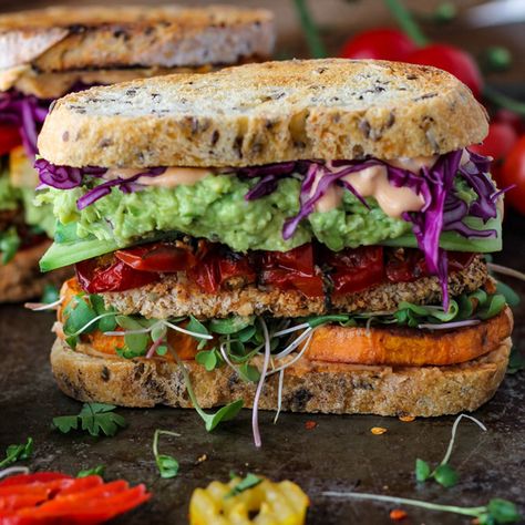 Dagwood Sandwich, Overnight Bread, Vegan Weeknight Meals, Hummus Sandwich, Tofu Sandwich, Vegan Sandwiches, Vegan Meatballs, Knead Bread, Vegetarian Sandwich