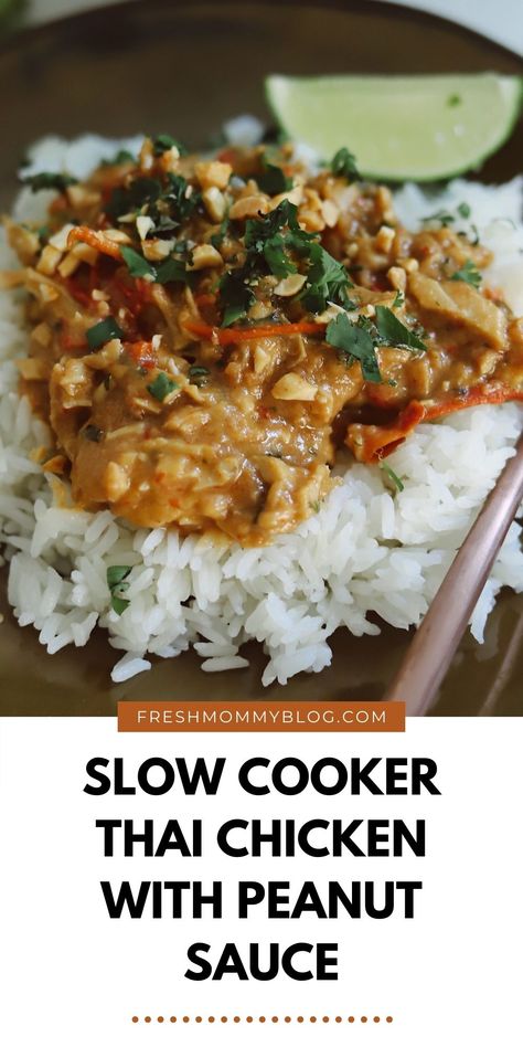 Slow Cooker Thai Chicken | Florida lifestyle | Fresh Mommy Blog Crockpot Thai Chicken, Thai Chicken Recipe, Chicken With Peanut Sauce, Crockpot Thai, Slow Cooker Ribs Recipe, Slow Cooker Thai, Slow Cooker Thai Chicken, Slow Cooker Barbacoa, Peanut Sauce Recipe