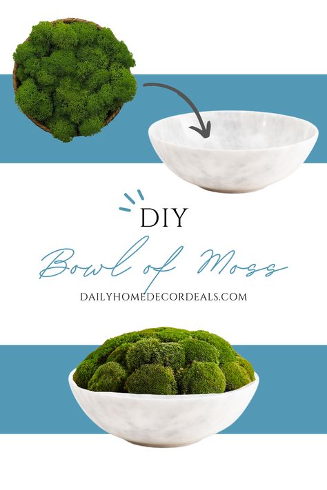 How to create and DIY a designer centerpiece using a marble bowl and moss for just $50! Restoration Hardware Moss Bowl, Moss Bowl Diy, Moss Centerpieces Dining Room, Marble Bowl Decor, Moss Bowl Decor, Lindy Galloway, Moss Bowl Centerpiece Diy, Moss Centerpieces Diy, Long Dining Table Decor