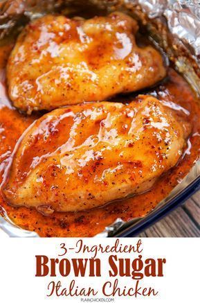 May 16, 2020 - 3-Ingredient Brown Sugar Italian Chicken - brown sugar, Italian dressing mix and chicken. Ready in under 30 minutes! Brown Sugar Italian Chicken, Chicken Recipes Easy Quick, Brown Sugar Chicken, Italian Chicken Recipes, Italian Dressing Mix, Chicken Dishes Easy, Crock Pot Recipes, Crock Pot Chicken, Italian Chicken