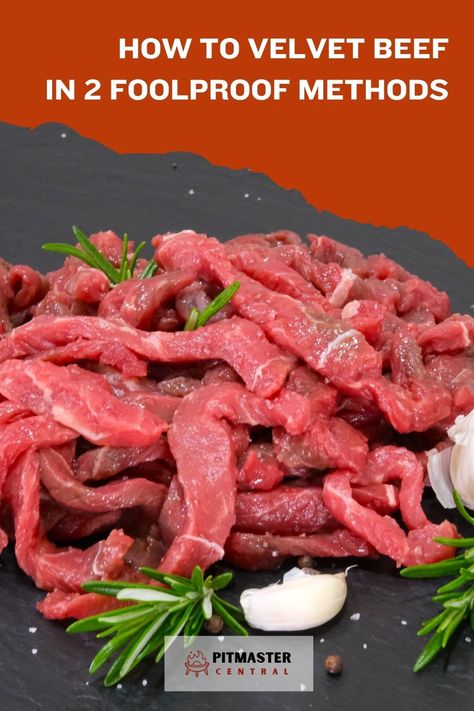 Learn how to achieve perfectly velvety beef every time with these two foolproof methods. Say goodbye to chewy, tough meat with these easy techniques that will elevate your stir-fries and Asian-inspired dishes. Perfect for adding a gourmet touch to your home cooking. How To Velvet Meat, How To Make Beef Tender, Velveting Meat Chinese, How To Velvet Beef For Stir Fry, Tenderizing Beef With Baking Soda, Velvet Beef How To, Tiger Meat Recipe Beef, Velveting Beef With Baking Soda, Velveting Beef With Cornstarch