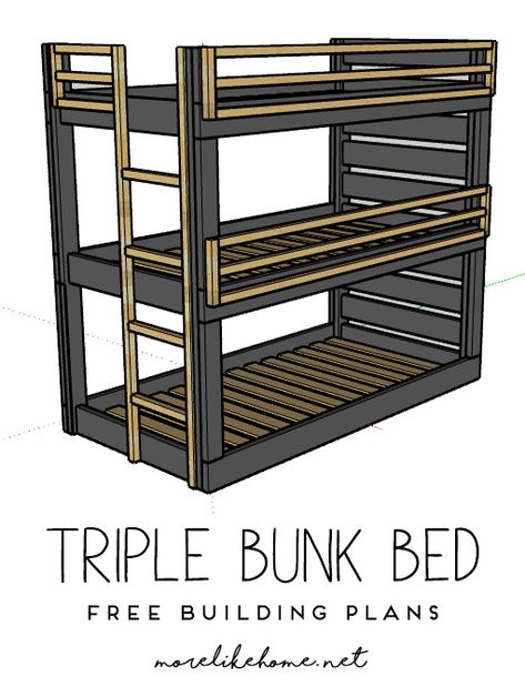 Bunk House Plans, Beds Adults, Tripple Bunk Bed, Bed Building Plans, Bunk Bedding, Homemade Bunk Beds, Triple Bunk Beds Plans, House Plans With Courtyard, Kids Triple Bunk Beds