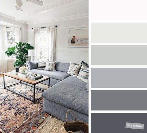 The best living room color schemes - Grey Palette #homecolor #livingroomcolor living room color scheme Blue Living Room Color, Good Living Room Colors, Living Room Color Combination, Room Color Combination, Color Palette Living Room, Minimalist Living Room Decor, Room Wall Colors, Best Living Room, Grey Palette