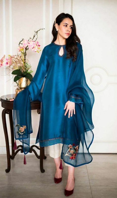 Stylish Dress Book Pakistani, Silk Dress Design, Raw Silk Dress, Velvet Dress Designs, Silk Kurti, Designer Kurti Patterns, Pakistani Dresses Casual, Pakistani Fashion Party Wear, Beautiful Pakistani Dresses