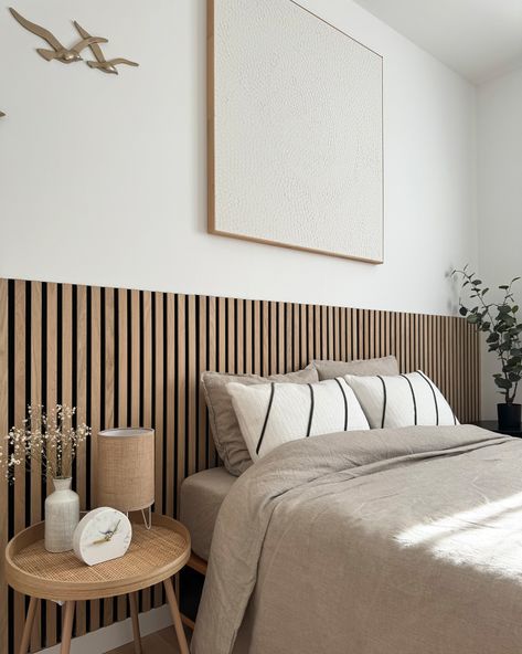 Our Natural Walnut Acoustic Panels were used to create this amazing bed frame 🤎 . . . . #InteriorDesign #HomeDecor #Acoustic #AcousticPanels #HomeRenovation #WallArt #DesignInspiration #ModernDecor #FeatureWall #australia Spare Room Decor, Bedroom Wall Decor Ideas, Big Bedrooms, Wall Panels Bedroom, Bedroom Panel, Bed Furniture Design, Natural Walnut, Diy Home Furniture, Stylish Bedroom