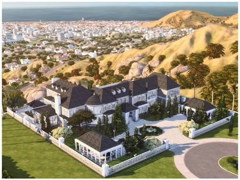 Sims 4 Mansion, Sims Exterior, Sims Build Cc, Sims 4 Cc House, Compound House, Sims4 Builds, Casa The Sims, Ts4 Lots, Sims Lots