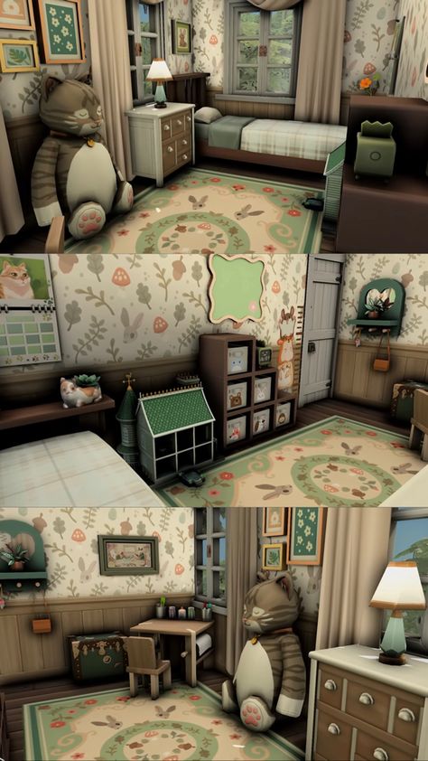 Sims 4 Cottage Core Bedroom, Sims 4 Cottage Bathroom, Sims 4 Cottage Bedroom, Sims 4 Cottage Interior, Sims 4 Room Ideas Bedrooms, Sims Bedroom Ideas, Sims 4 Victorian House, Cottage Core Room Ideas, Cottagecore Room Ideas