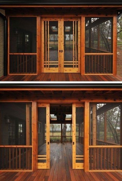 Screened Deck, Traditional Porch, Screened Porch Designs, Screened Porches, Sliding Screen Doors, Screen Porch, House With Porch, Doors And Windows, Porch Design